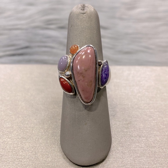 Vintage Designer Whitney Kelly Multi Gem Sterling Silver Ring 135$
